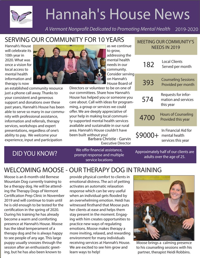 Hannah's House Newsletter 2019