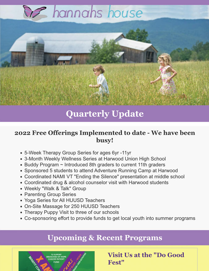 Hannah's House Newsletter Q2 2022