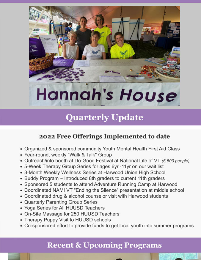 Hannah's House Newsletter Q3 2022