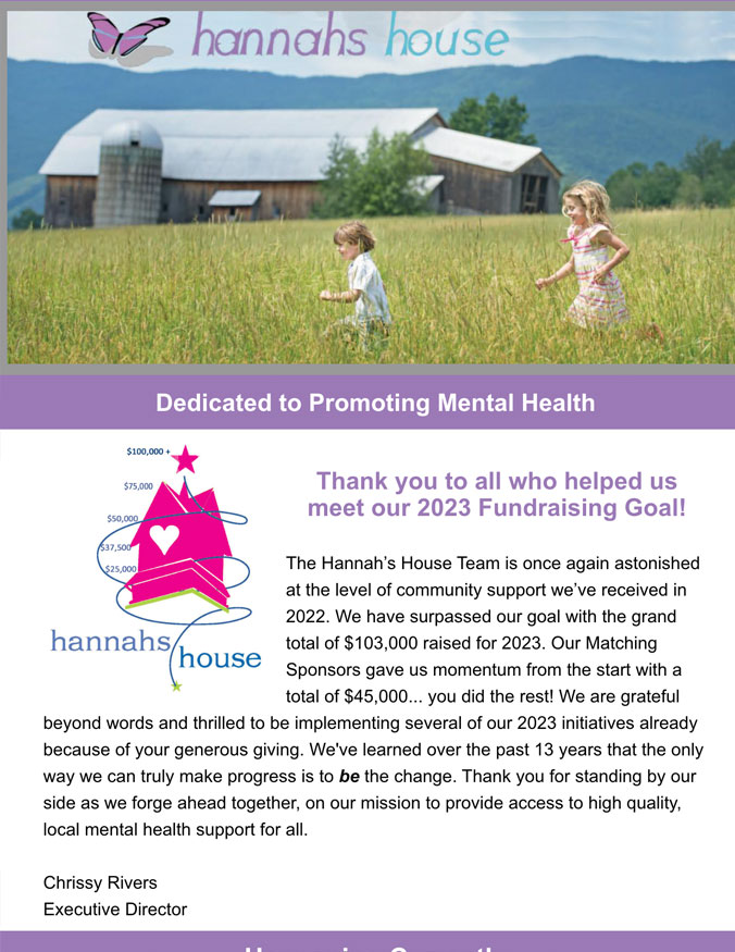 Hannah's House Newsletter Q1 2023