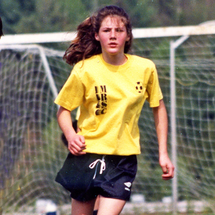 Hannah playing soccer